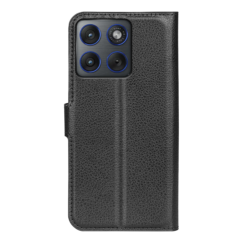 For Motorola Edge 70 5G Case Litchi Texture Shockproof Leather Wallet Phone Cover - Black