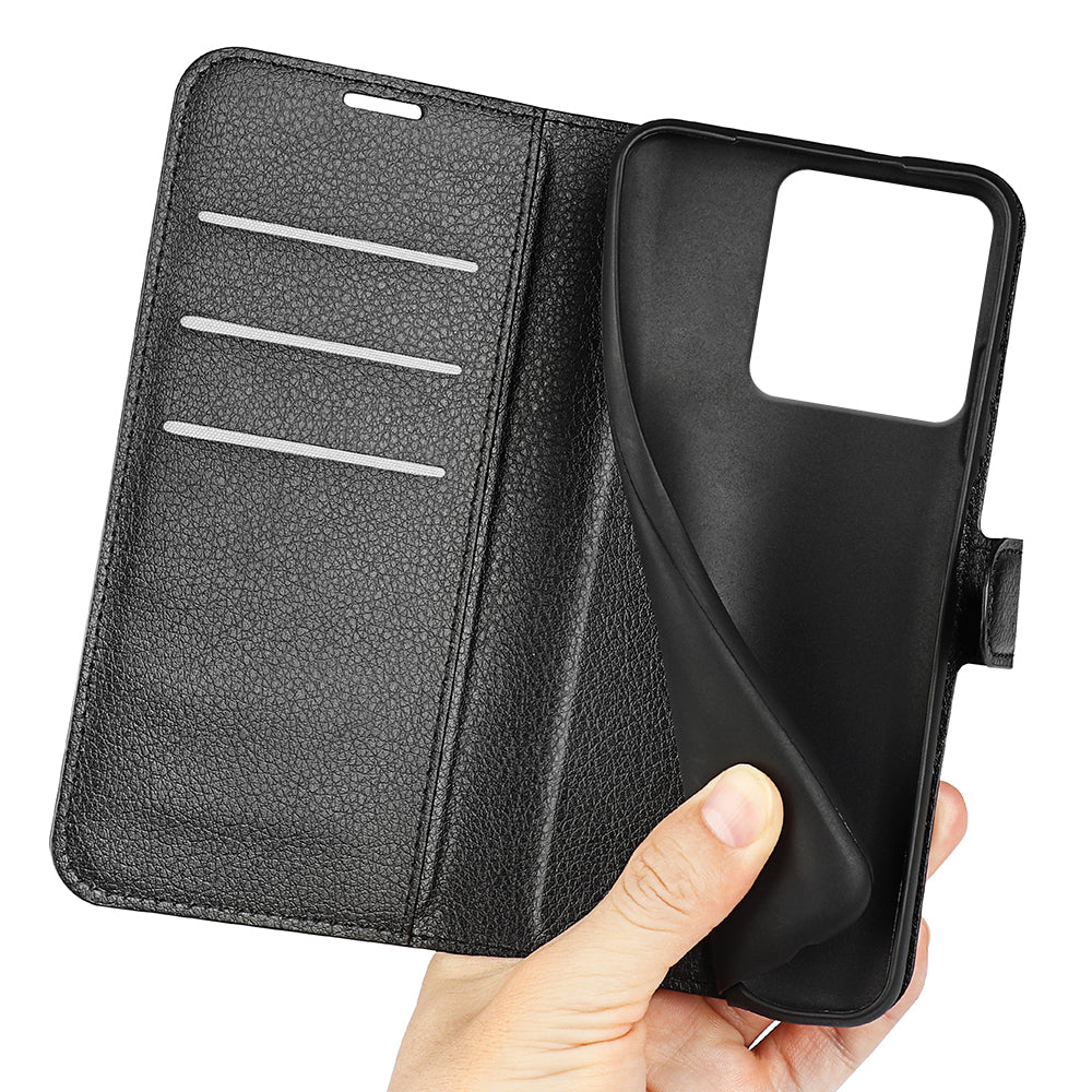 For Motorola Edge 70 5G Case Litchi Texture Shockproof Leather Wallet Phone Cover - Black