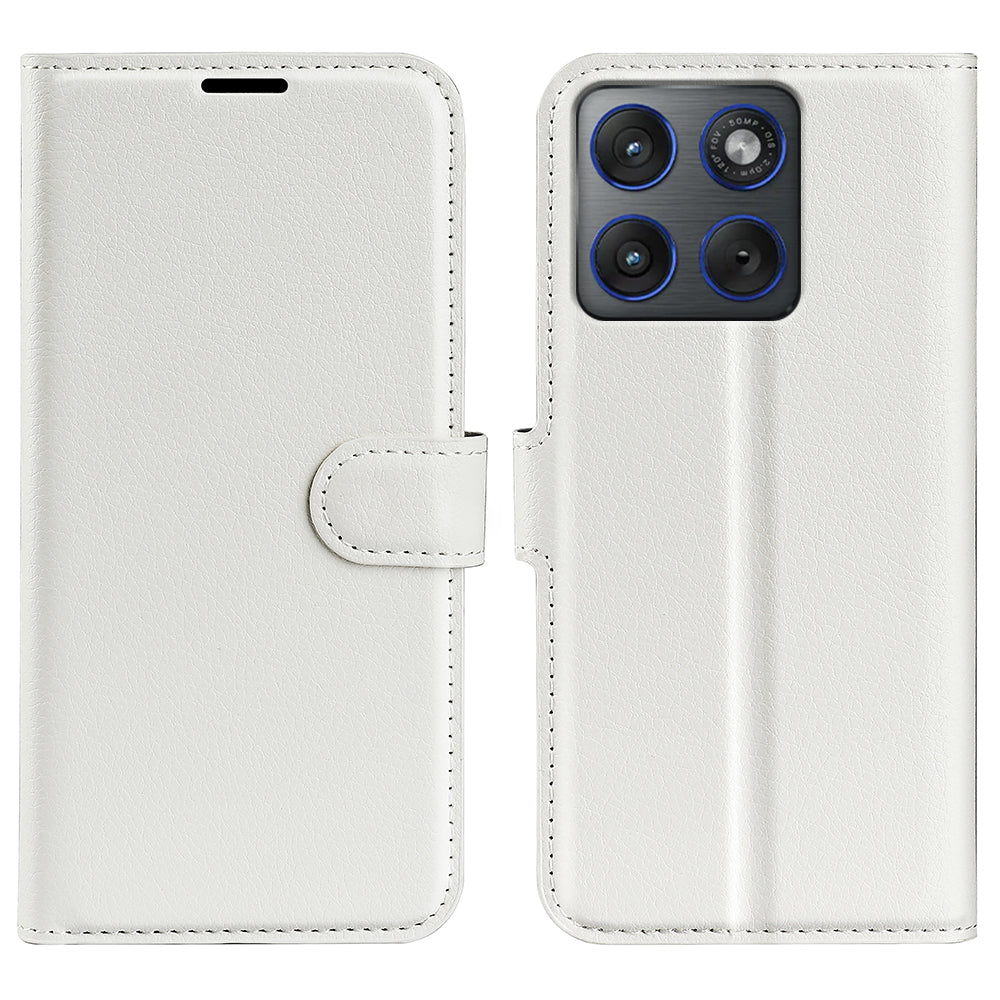 For Motorola Edge 70 5G Case Litchi Texture Shockproof Leather Wallet Phone Cover -  White