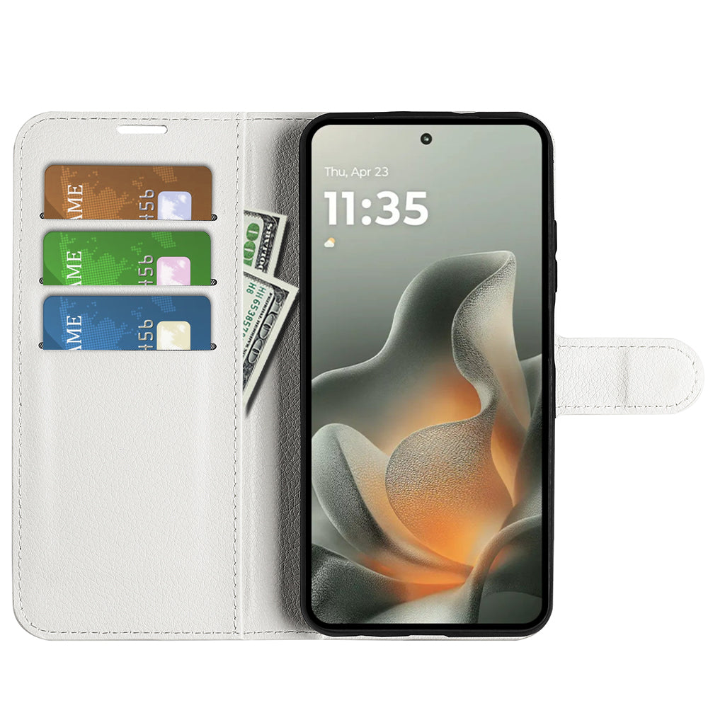 For Motorola Edge 70 5G Case Litchi Texture Shockproof Leather Wallet Phone Cover -  White