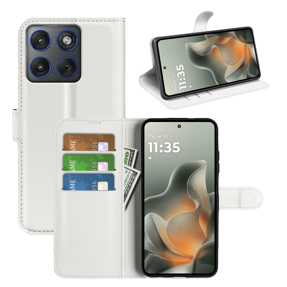 For Motorola Edge 70 5G Case Litchi Texture Shockproof Leather Wallet Phone Cover -  White