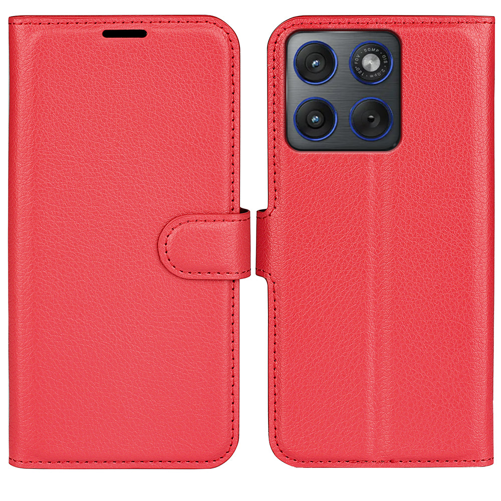 For Motorola Edge 70 5G Case Litchi Texture Shockproof Leather Wallet Phone Cover - Red
