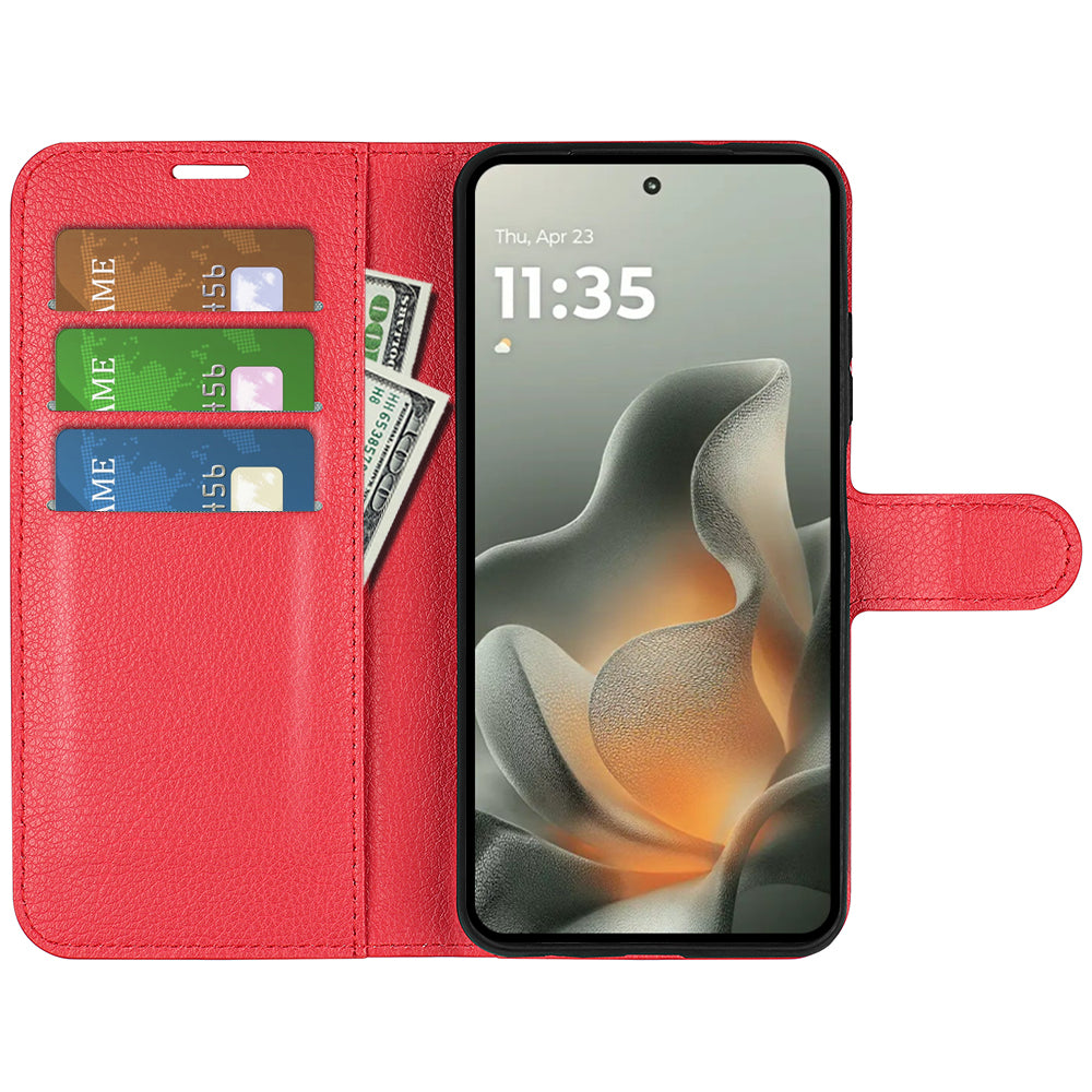 For Motorola Edge 70 5G Case Litchi Texture Shockproof Leather Wallet Phone Cover - Red