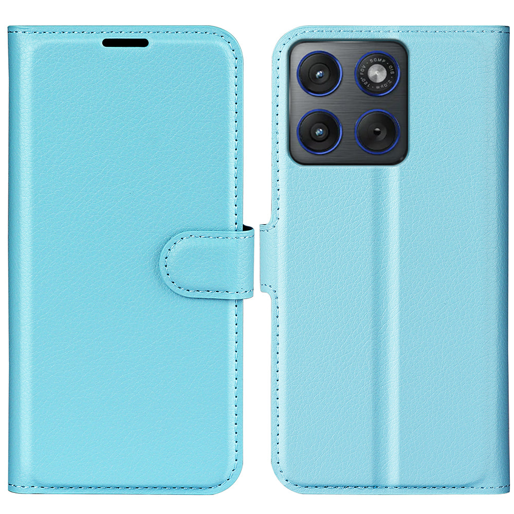 For Motorola Edge 70 5G Case Litchi Texture Shockproof Leather Wallet Phone Cover - Blue