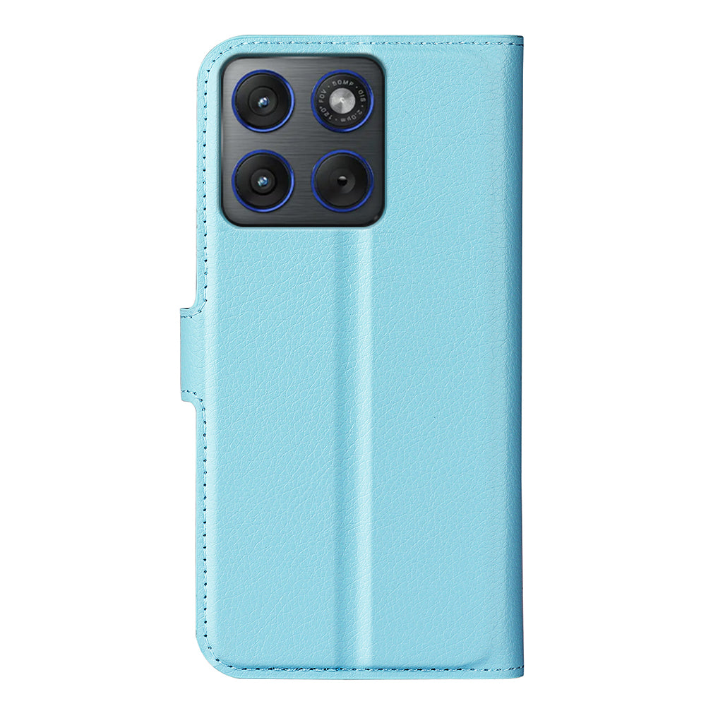 For Motorola Edge 70 5G Case Litchi Texture Shockproof Leather Wallet Phone Cover - Blue