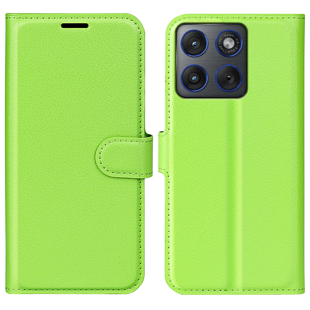 For Motorola Edge 70 5G Case Litchi Texture Shockproof Leather Wallet Phone Cover - Green