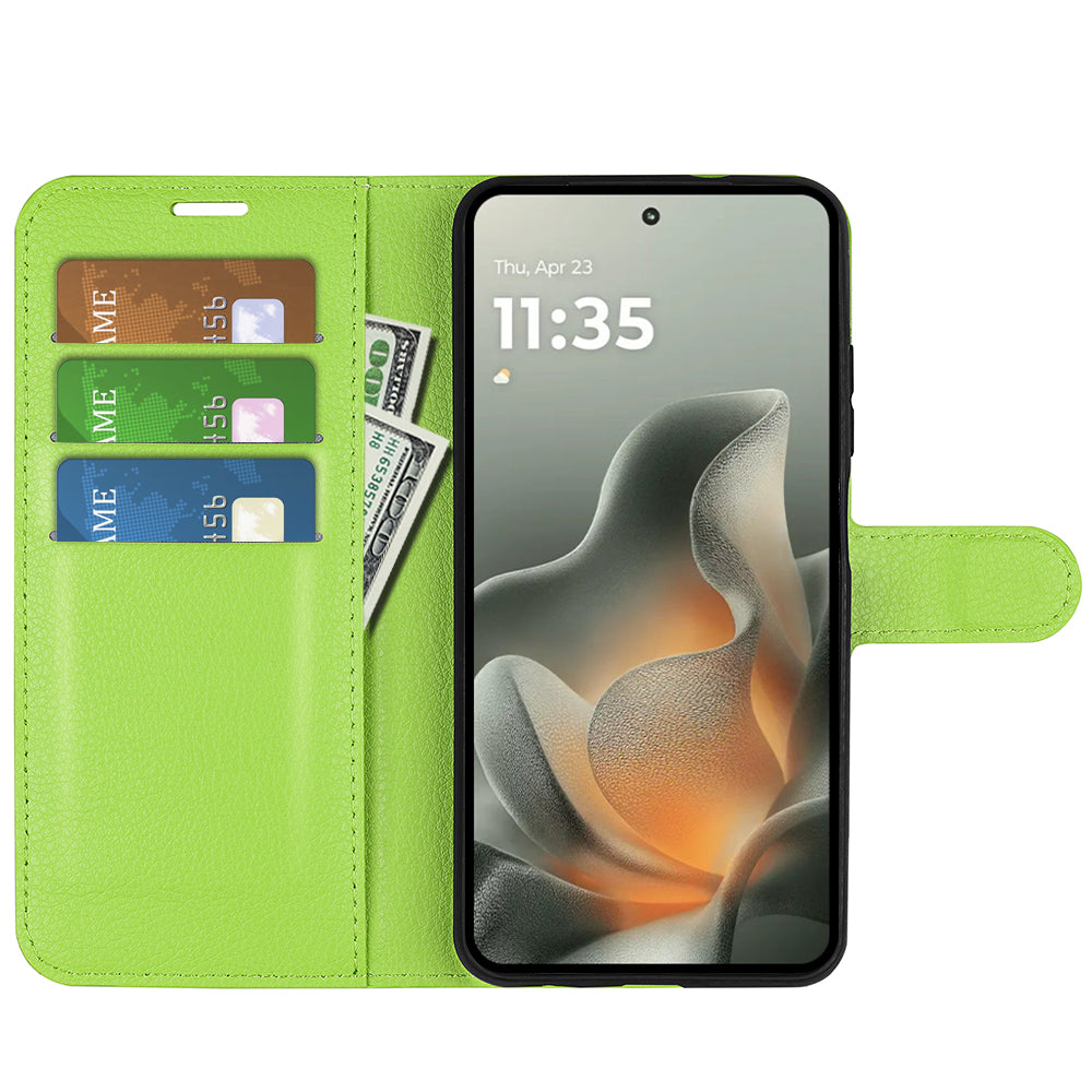 For Motorola Edge 70 5G Case Litchi Texture Shockproof Leather Wallet Phone Cover - Green