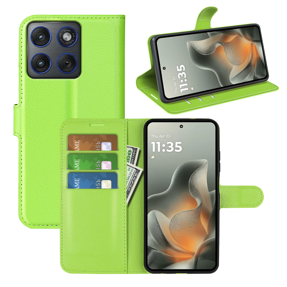 For Motorola Edge 70 5G Case Litchi Texture Shockproof Leather Wallet Phone Cover - Green
