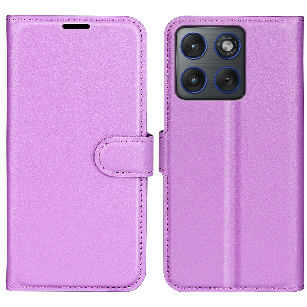 For Motorola Edge 70 5G Case Litchi Texture Shockproof Leather Wallet Phone Cover - Purple