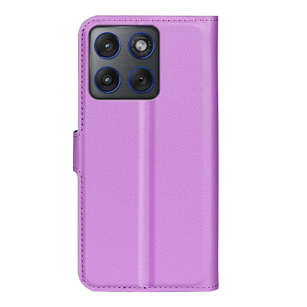 For Motorola Edge 70 5G Case Litchi Texture Shockproof Leather Wallet Phone Cover - Purple