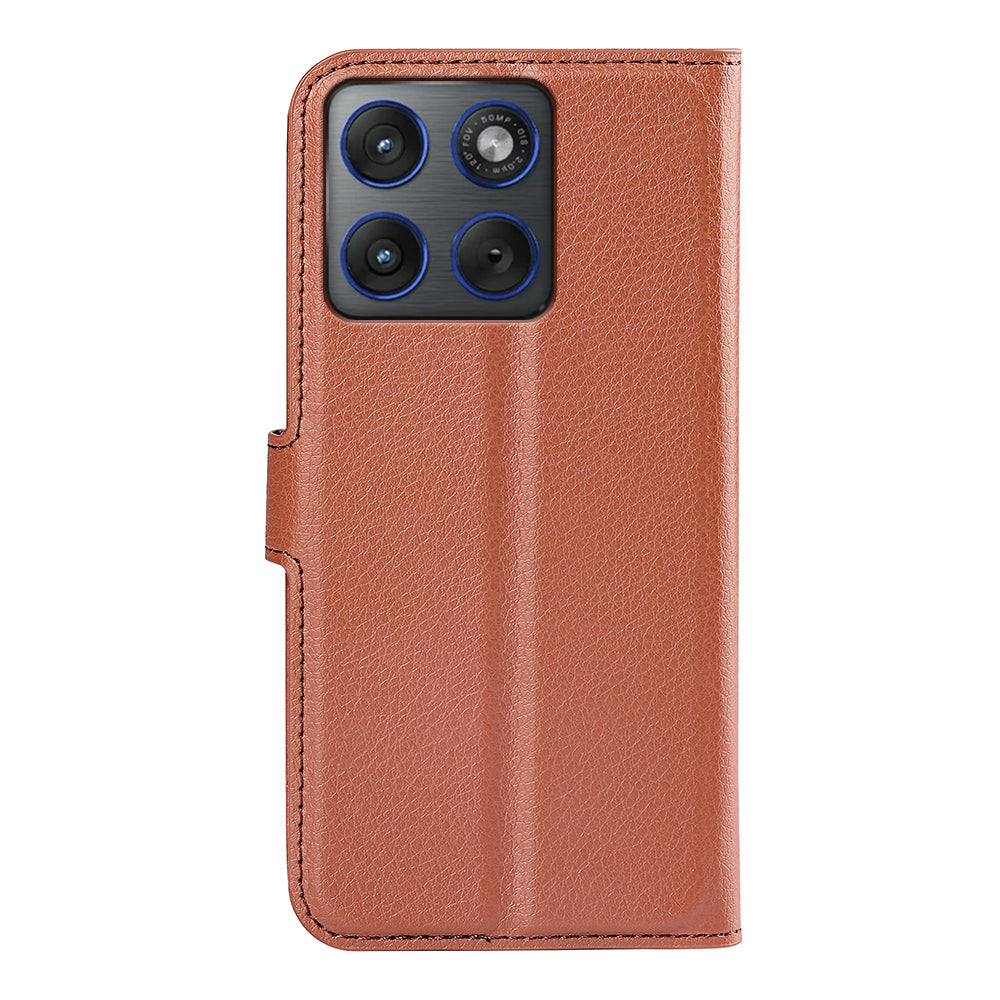 For Motorola Edge 70 5G Case Litchi Texture Shockproof Leather Wallet Phone Cover - Brown