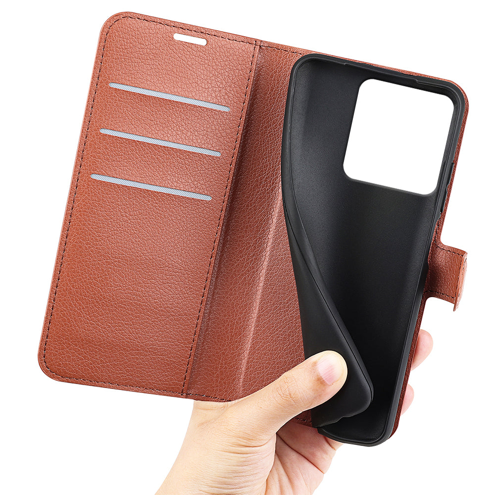 For Motorola Edge 70 5G Case Litchi Texture Shockproof Leather Wallet Phone Cover - Brown
