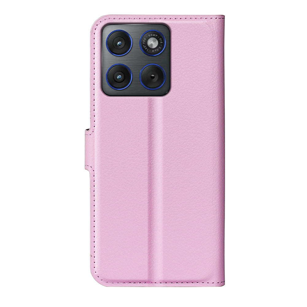 For Motorola Edge 70 5G Case Litchi Texture Shockproof Leather Wallet Phone Cover -  Pink