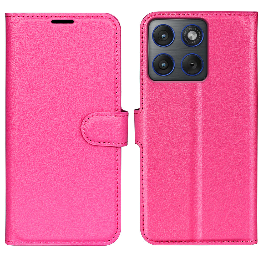 For Motorola Edge 70 5G Case Litchi Texture Shockproof Leather Wallet Phone Cover - Rose Red