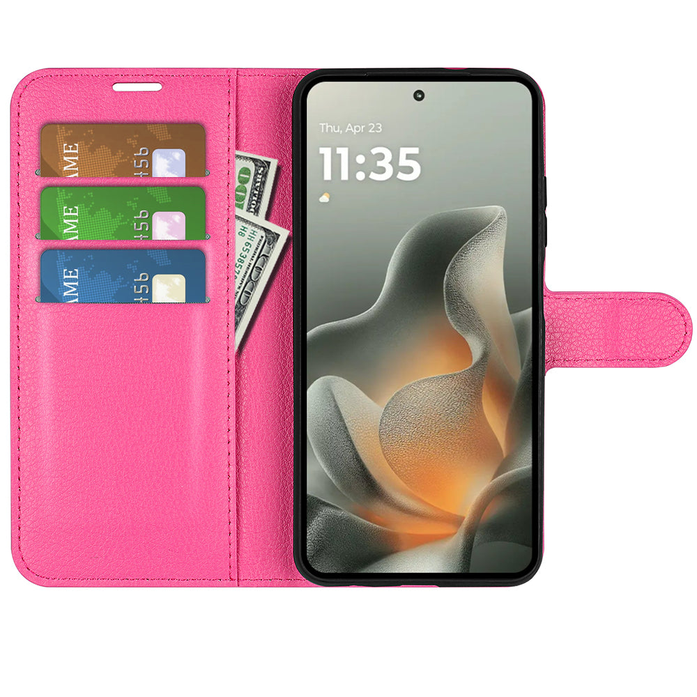 For Motorola Edge 70 5G Case Litchi Texture Shockproof Leather Wallet Phone Cover - Rose Red