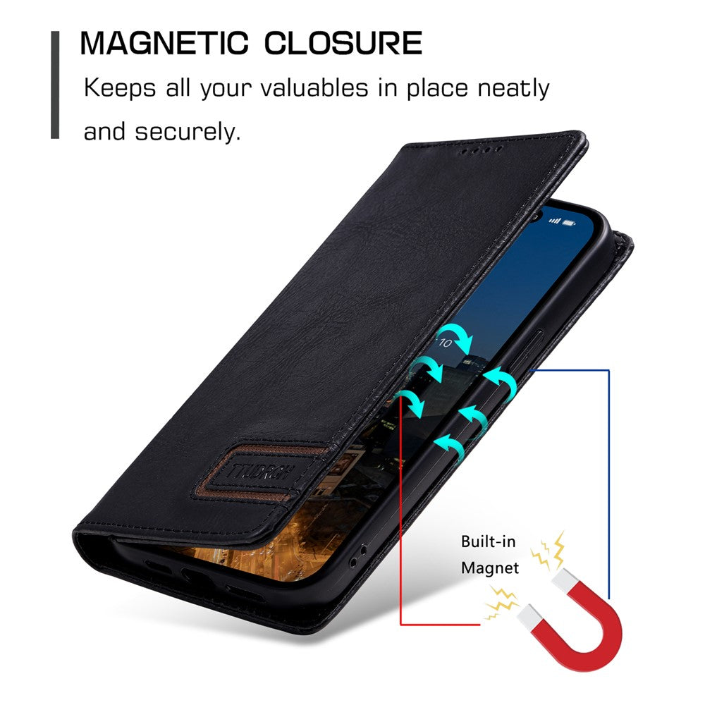 TTUDRCH Style 007 For Motorola Edge 70 5G Leather Case RFID Blocking Wallet Stand Phone Cover - Black
