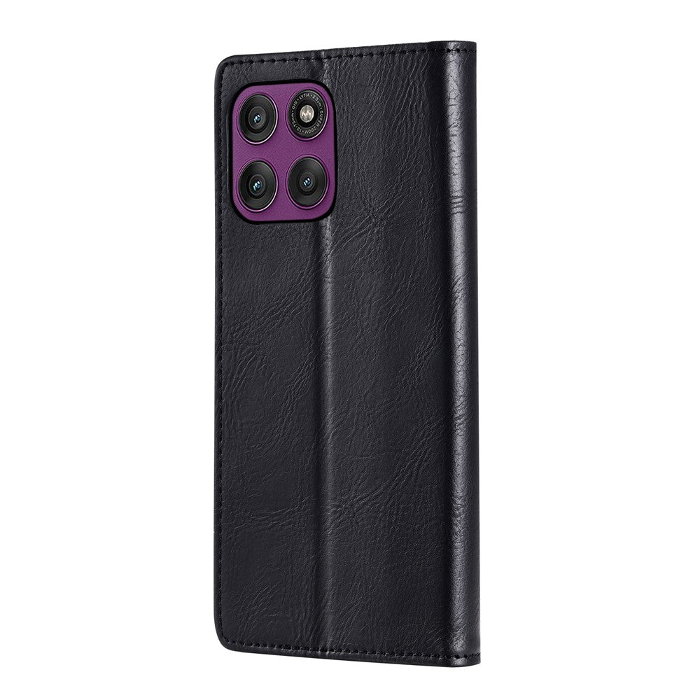 TTUDRCH Style 007 For Motorola Edge 70 5G Leather Case RFID Blocking Wallet Stand Phone Cover - Black