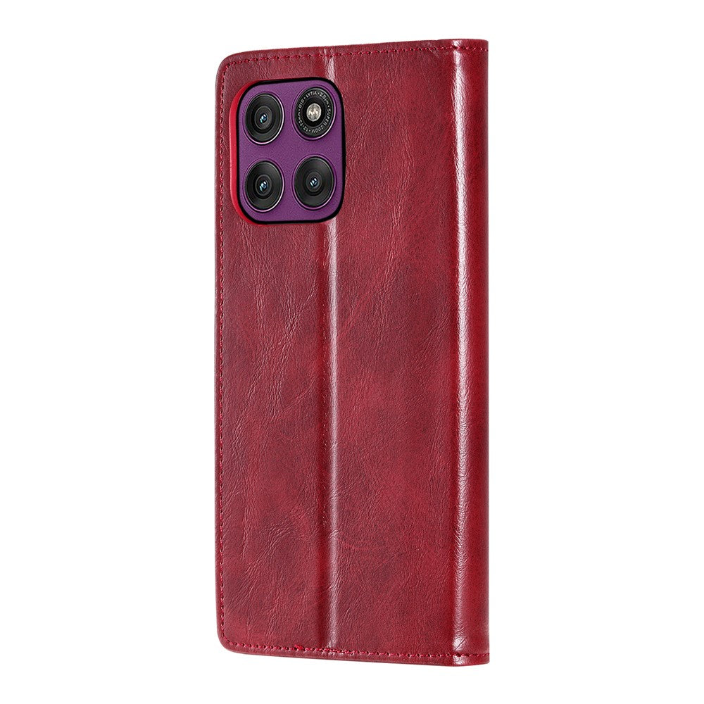 TTUDRCH Style 007 For Motorola Edge 70 5G Leather Case RFID Blocking Wallet Stand Phone Cover - Wine Red