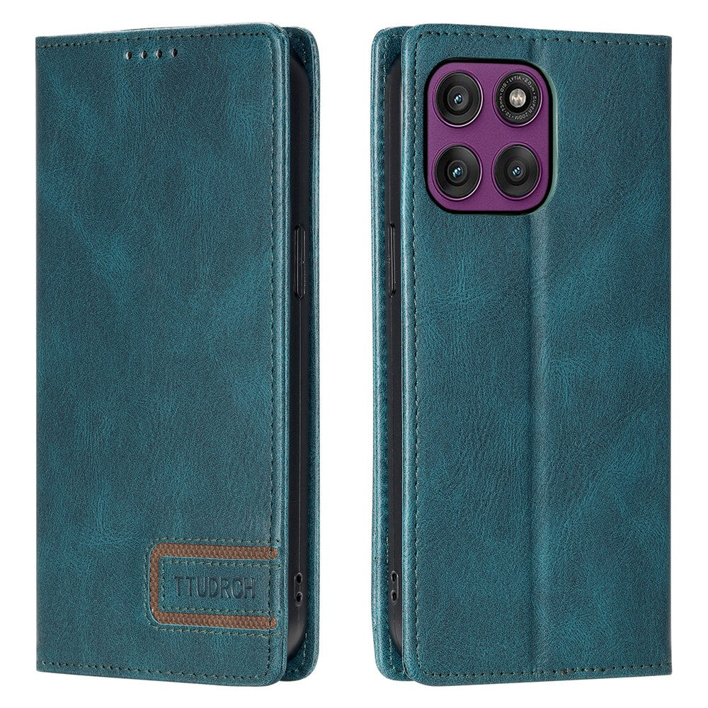 TTUDRCH Style 007 For Motorola Edge 70 5G Leather Case RFID Blocking Wallet Stand Phone Cover - Black Blue
