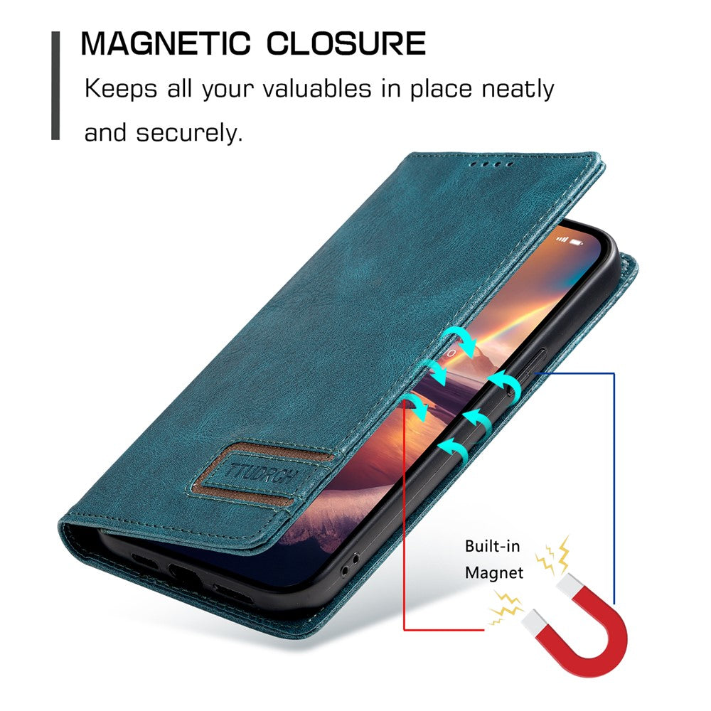 TTUDRCH Style 007 For Motorola Edge 70 5G Leather Case RFID Blocking Wallet Stand Phone Cover - Black Blue