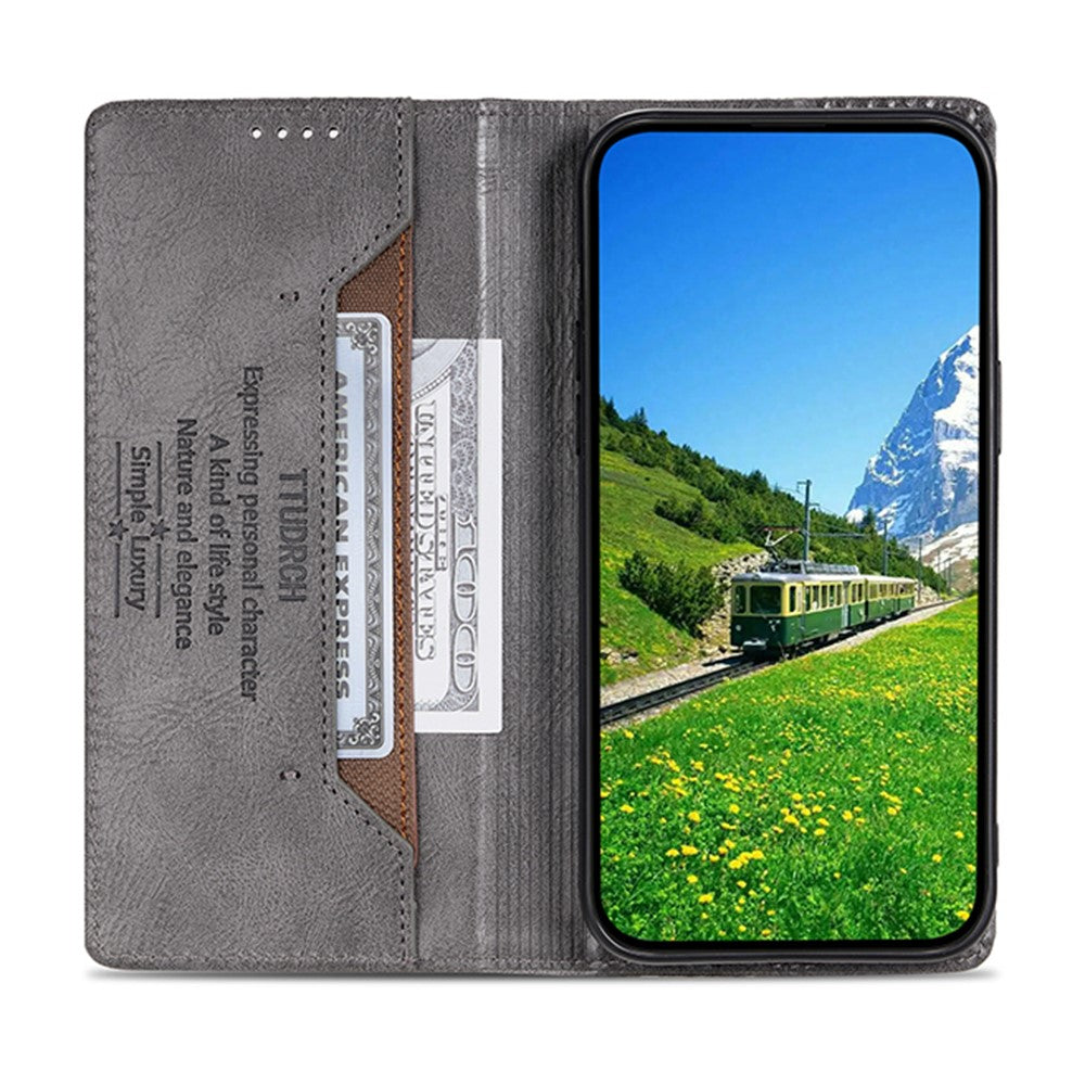TTUDRCH Style 007 For Motorola Edge 70 5G Leather Case RFID Blocking Wallet Stand Phone Cover - Grey