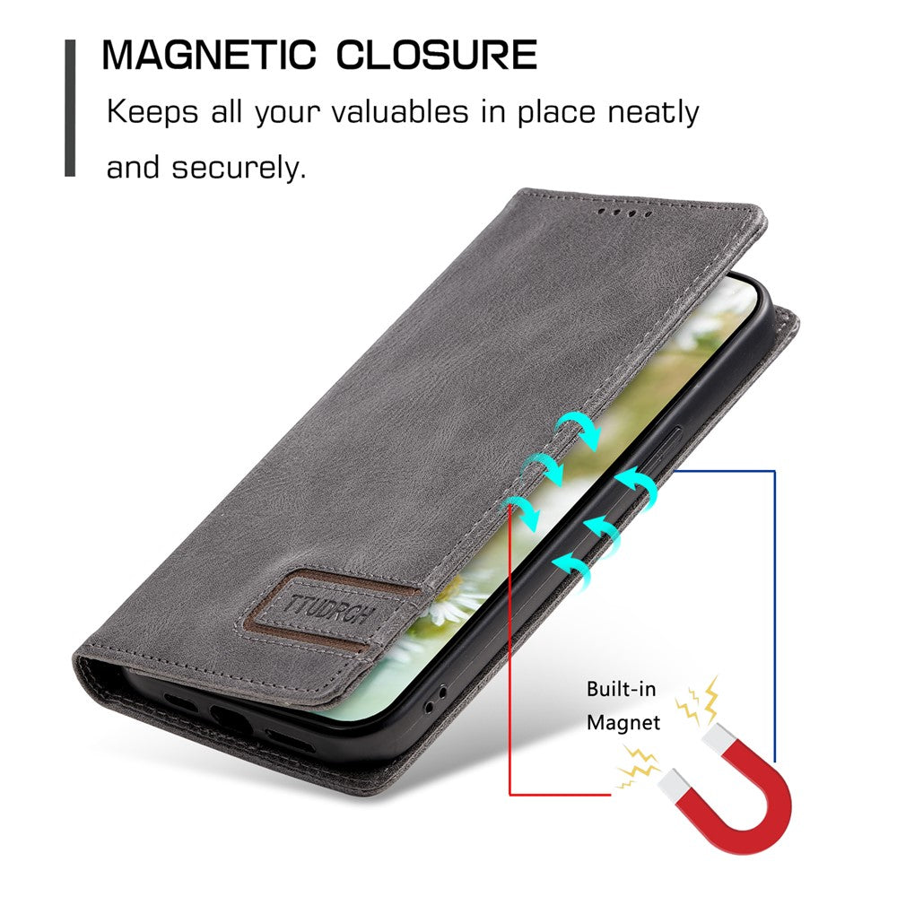 TTUDRCH Style 007 For Motorola Edge 70 5G Leather Case RFID Blocking Wallet Stand Phone Cover - Grey