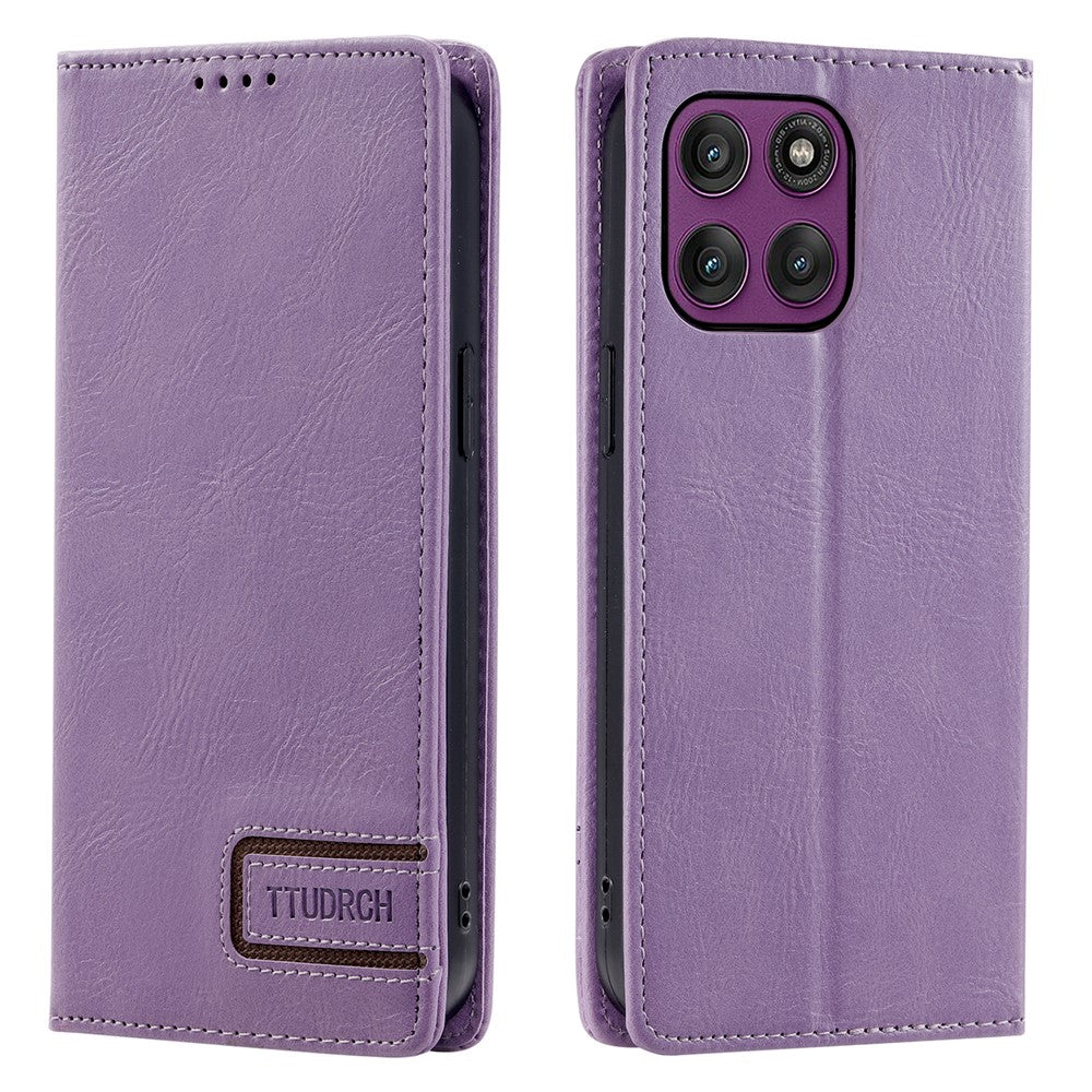 TTUDRCH Style 007 For Motorola Edge 70 5G Leather Case RFID Blocking Wallet Stand Phone Cover - Purple