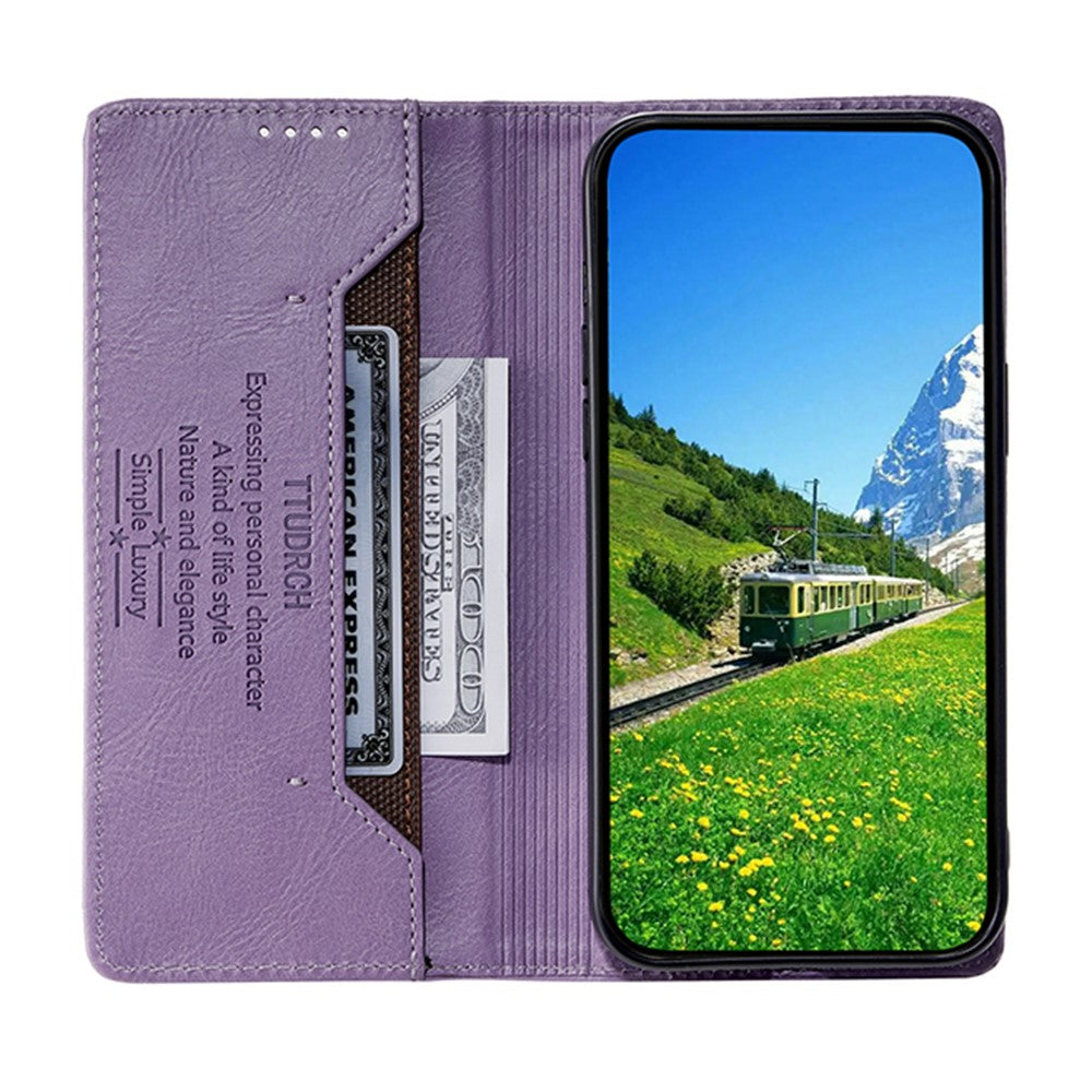 TTUDRCH Style 007 For Motorola Edge 70 5G Leather Case RFID Blocking Wallet Stand Phone Cover - Purple