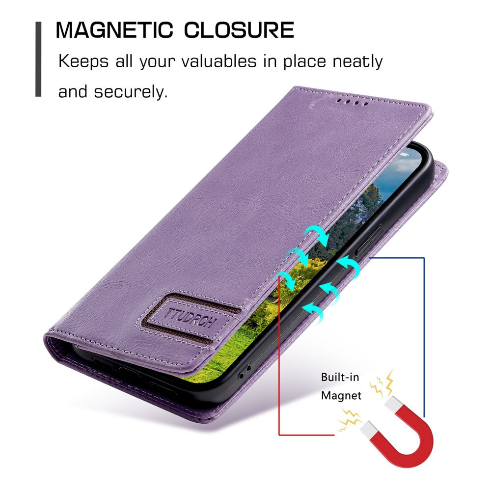 TTUDRCH Style 007 For Motorola Edge 70 5G Leather Case RFID Blocking Wallet Stand Phone Cover - Purple