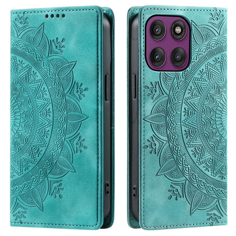 For Motorola Edge 70 5G Case Magnetic Closing Leather Phone Cover Pattern Imprinted - Mint Green