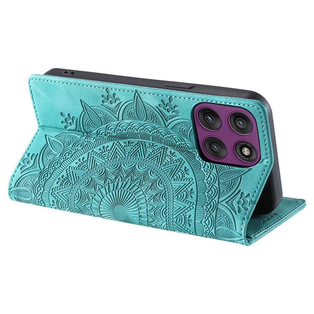 For Motorola Edge 70 5G Case Magnetic Closing Leather Phone Cover Pattern Imprinted - Mint Green