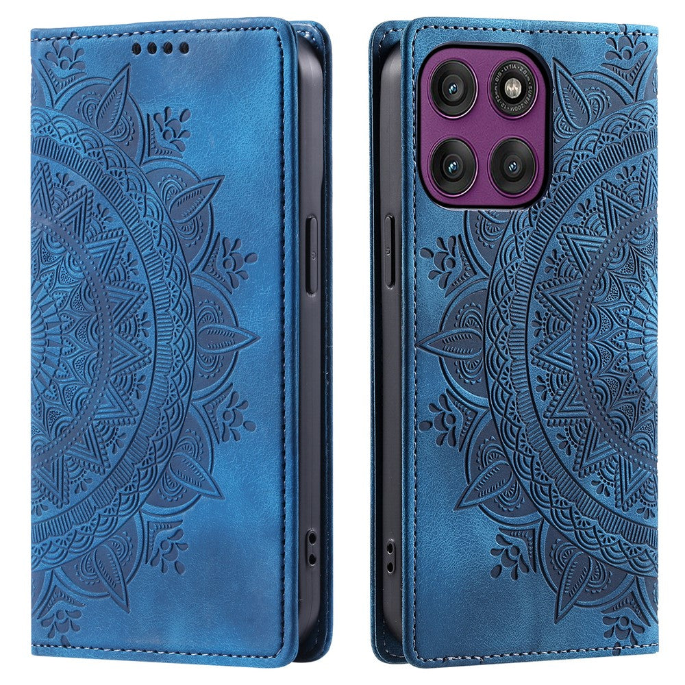 For Motorola Edge 70 5G Case Magnetic Closing Leather Phone Cover Pattern Imprinted - Blue