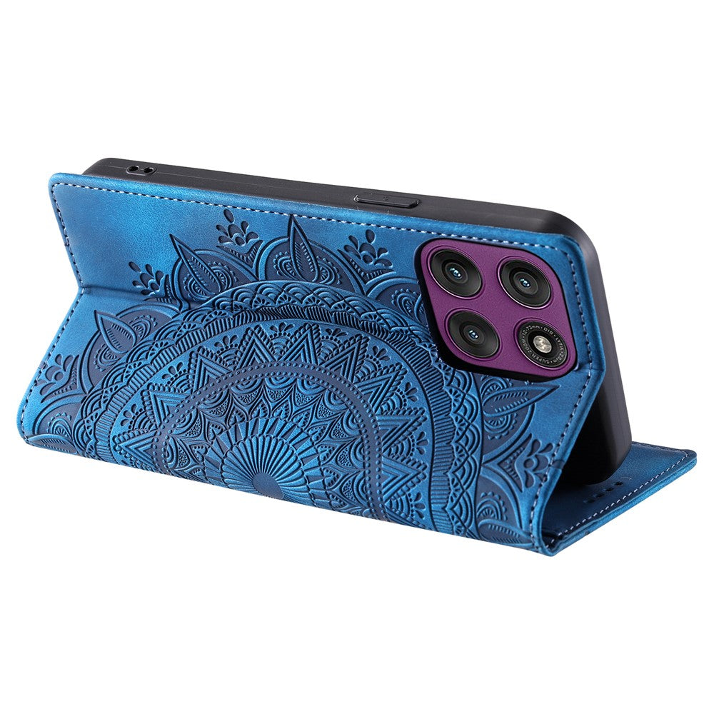 For Motorola Edge 70 5G Case Magnetic Closing Leather Phone Cover Pattern Imprinted - Blue