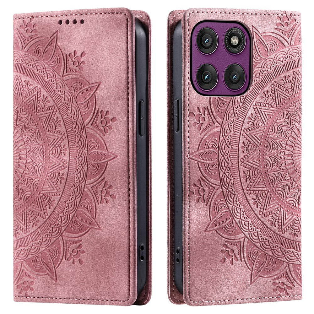 For Motorola Edge 70 5G Case Magnetic Closing Leather Phone Cover Pattern Imprinted - Rose Gold
