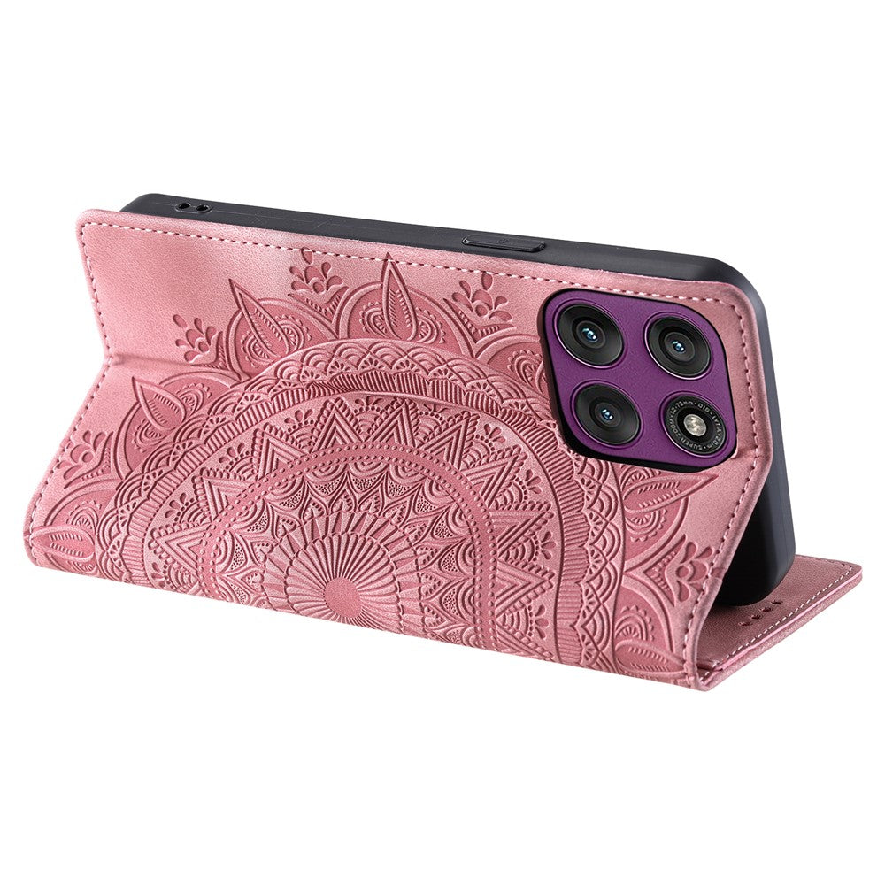 For Motorola Edge 70 5G Case Magnetic Closing Leather Phone Cover Pattern Imprinted - Rose Gold