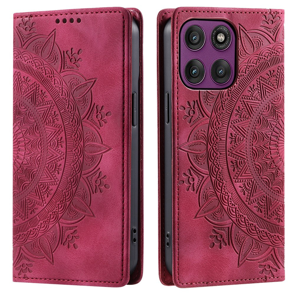For Motorola Edge 70 5G Case Magnetic Closing Leather Phone Cover Pattern Imprinted - Rose
