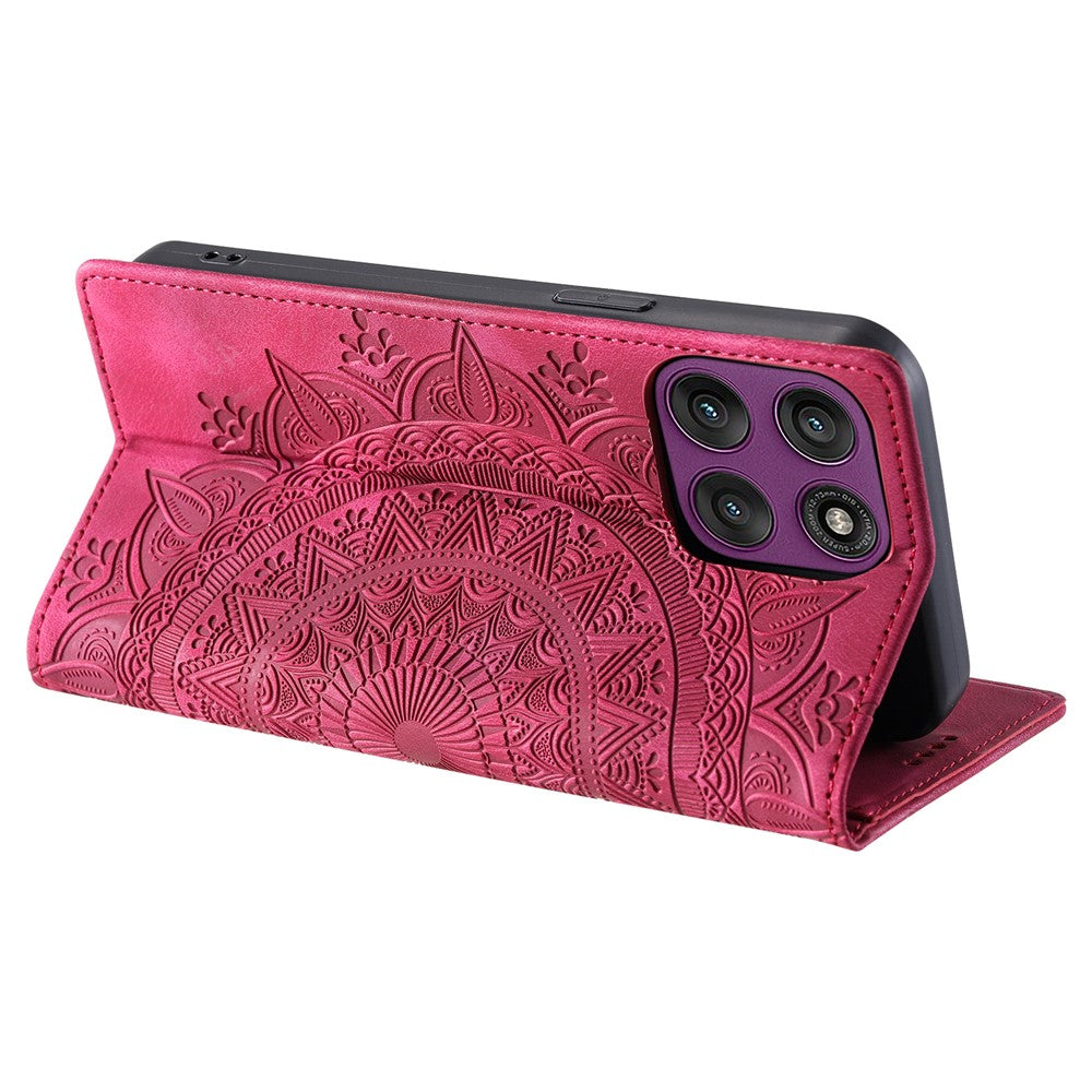 For Motorola Edge 70 5G Case Magnetic Closing Leather Phone Cover Pattern Imprinted - Rose