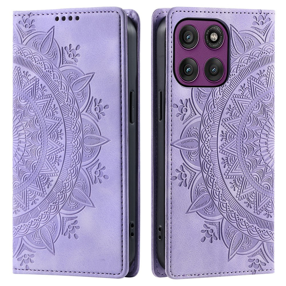 For Motorola Edge 70 5G Case Magnetic Closing Leather Phone Cover Pattern Imprinted - Purple