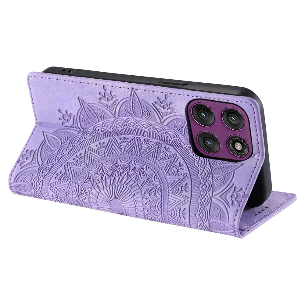 For Motorola Edge 70 5G Case Magnetic Closing Leather Phone Cover Pattern Imprinted - Purple