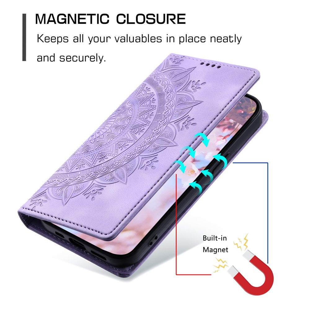 For Motorola Edge 70 5G Case Magnetic Closing Leather Phone Cover Pattern Imprinted - Purple