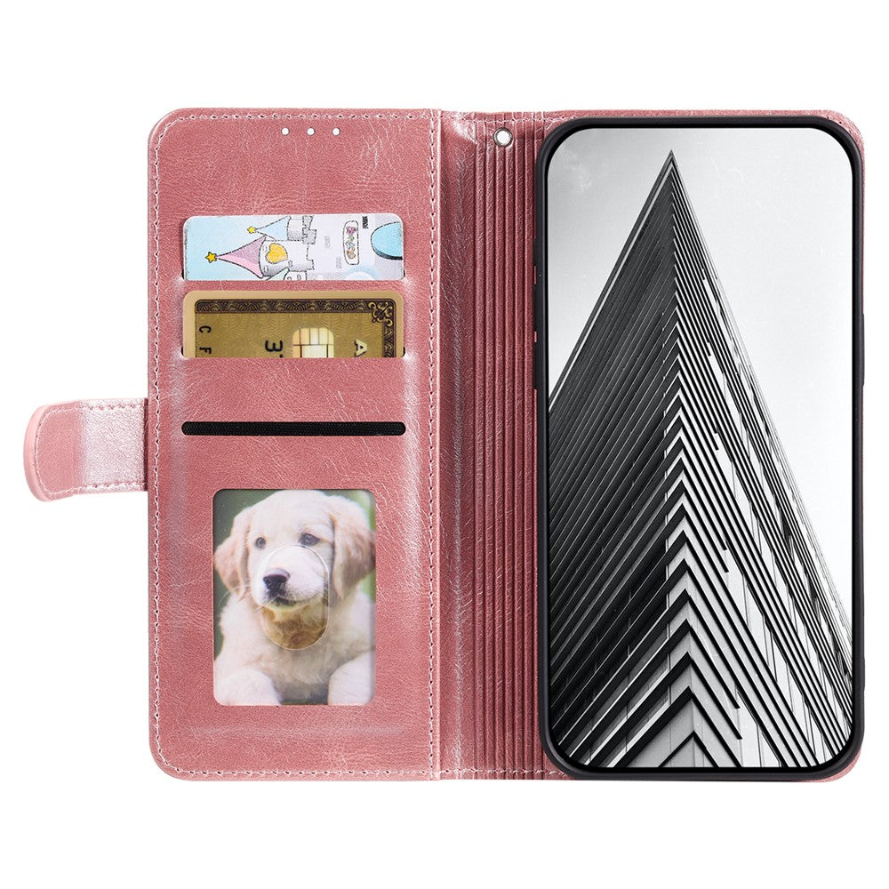 For Motorola Edge 70 5G Case 6 Card Slots PU Leather Anti-Fall Phone Cover with Wrist Strap - Rose Gold