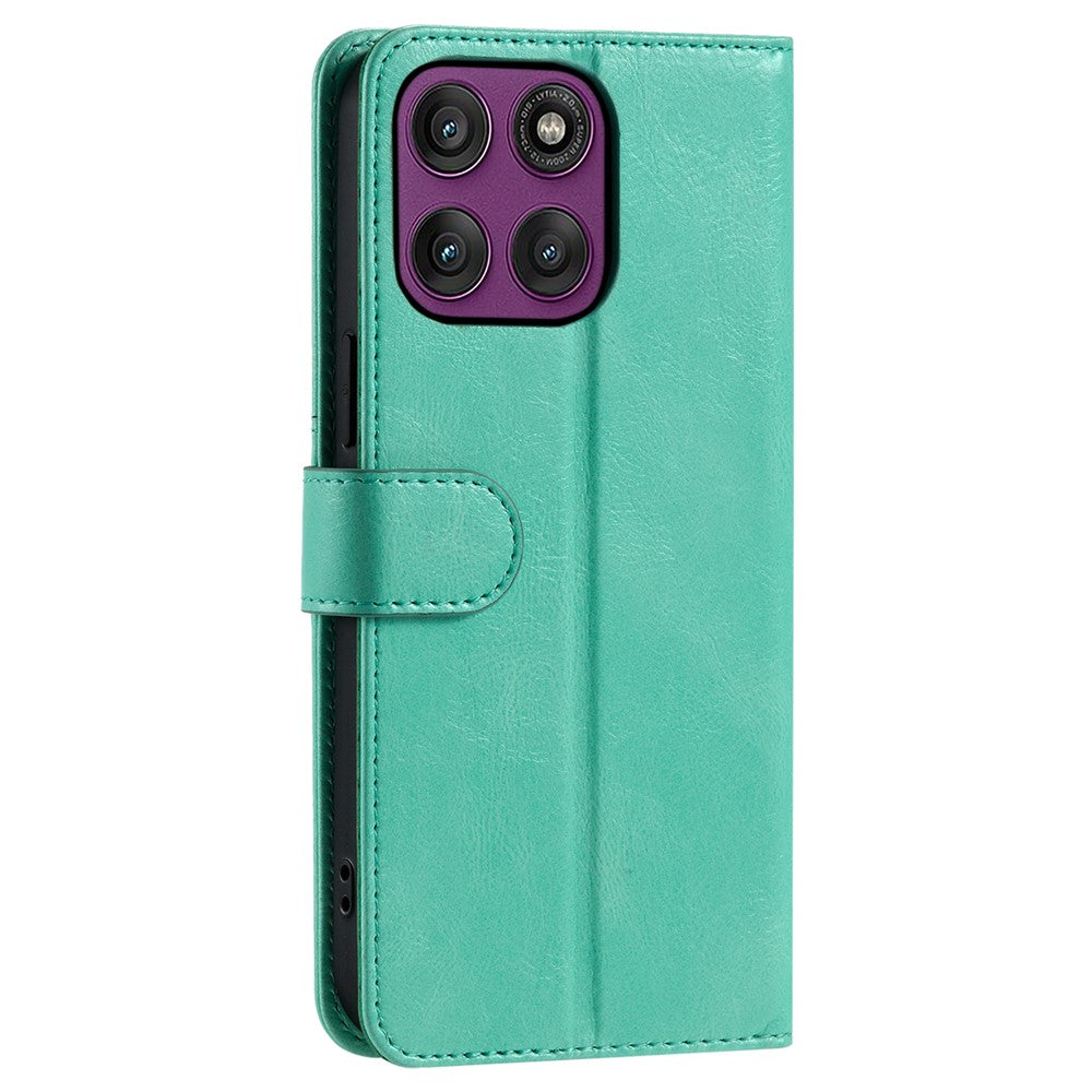 For Motorola Edge 70 5G Case 6 Card Slots PU Leather Anti-Fall Phone Cover with Wrist Strap - Mint Green