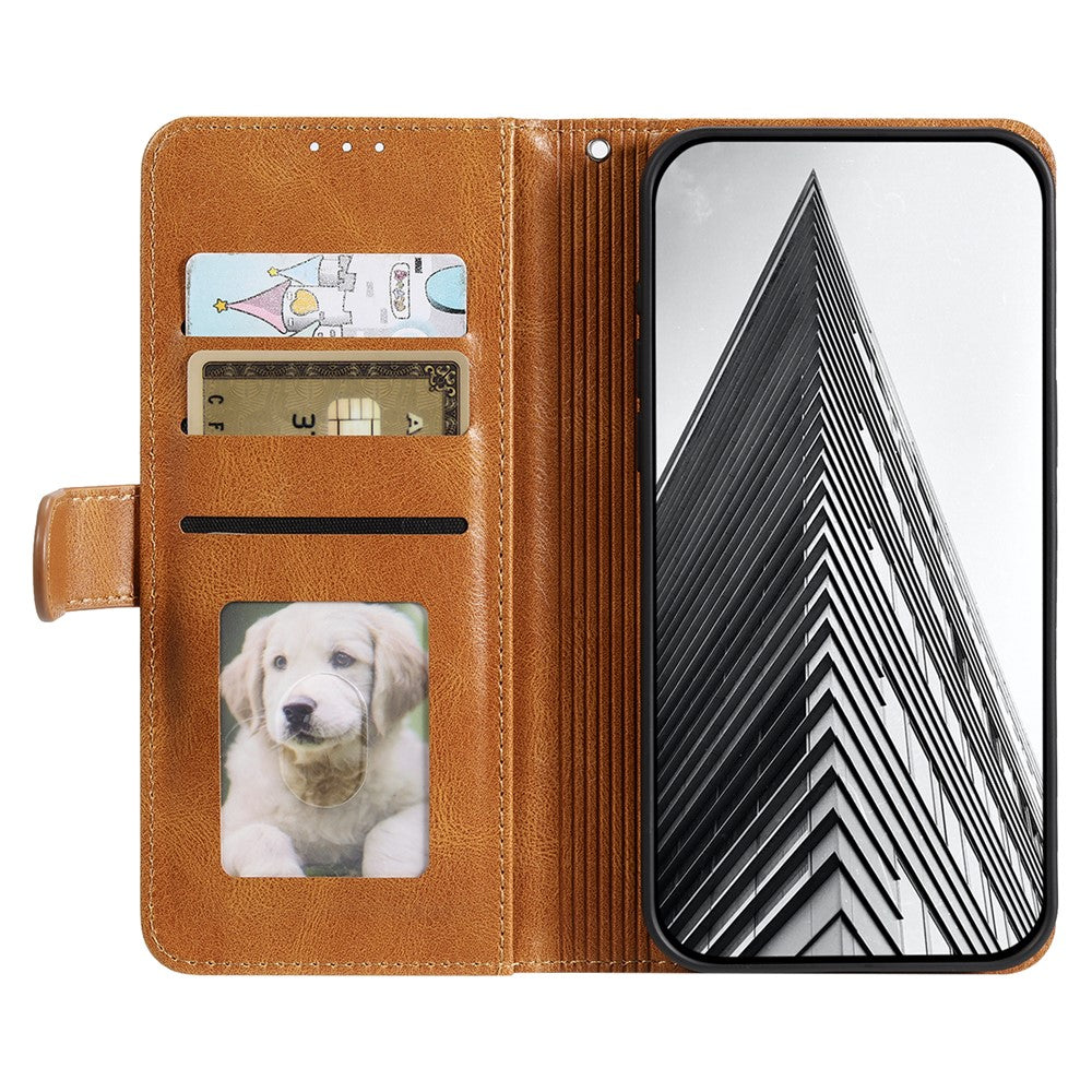 For Motorola Edge 70 5G Case 6 Card Slots PU Leather Anti-Fall Phone Cover with Wrist Strap - Brown