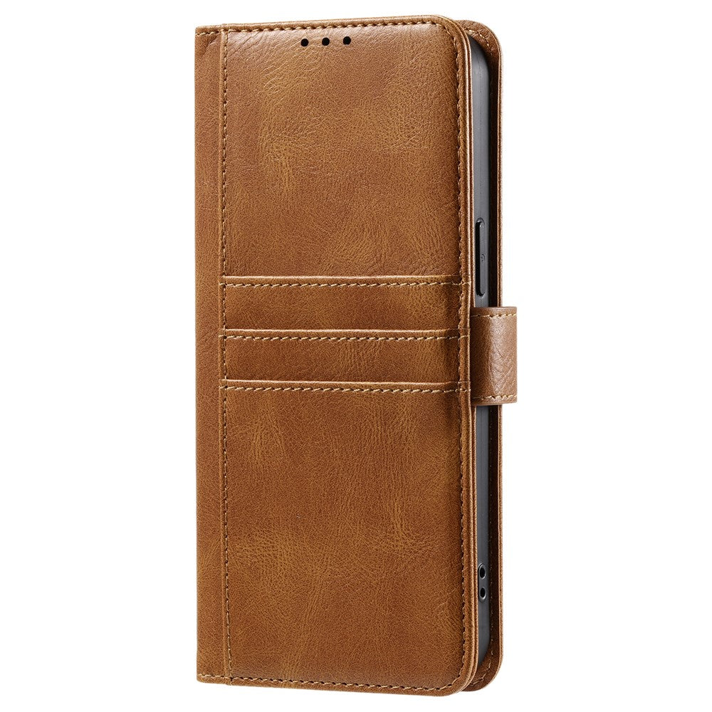 For Motorola Edge 70 5G Case 6 Card Slots PU Leather Anti-Fall Phone Cover with Wrist Strap - Brown
