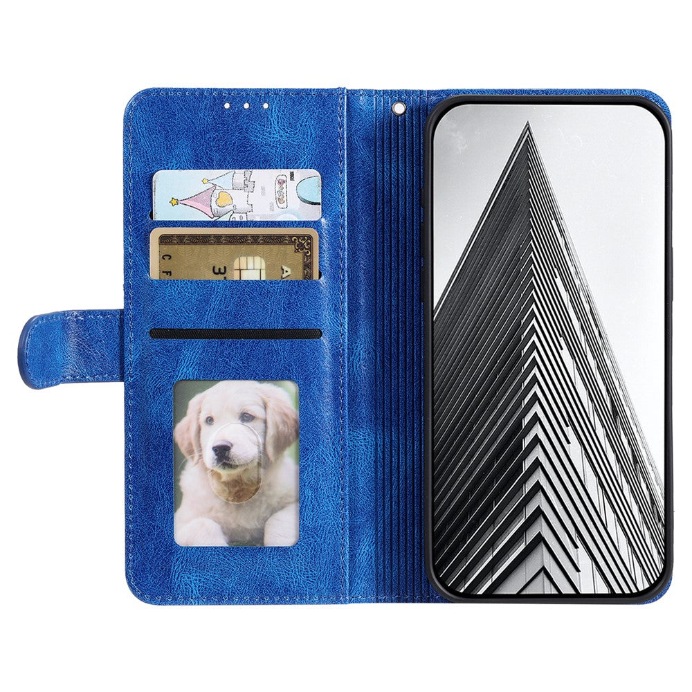 For Motorola Edge 70 5G Case 6 Card Slots PU Leather Anti-Fall Phone Cover with Wrist Strap - Blue
