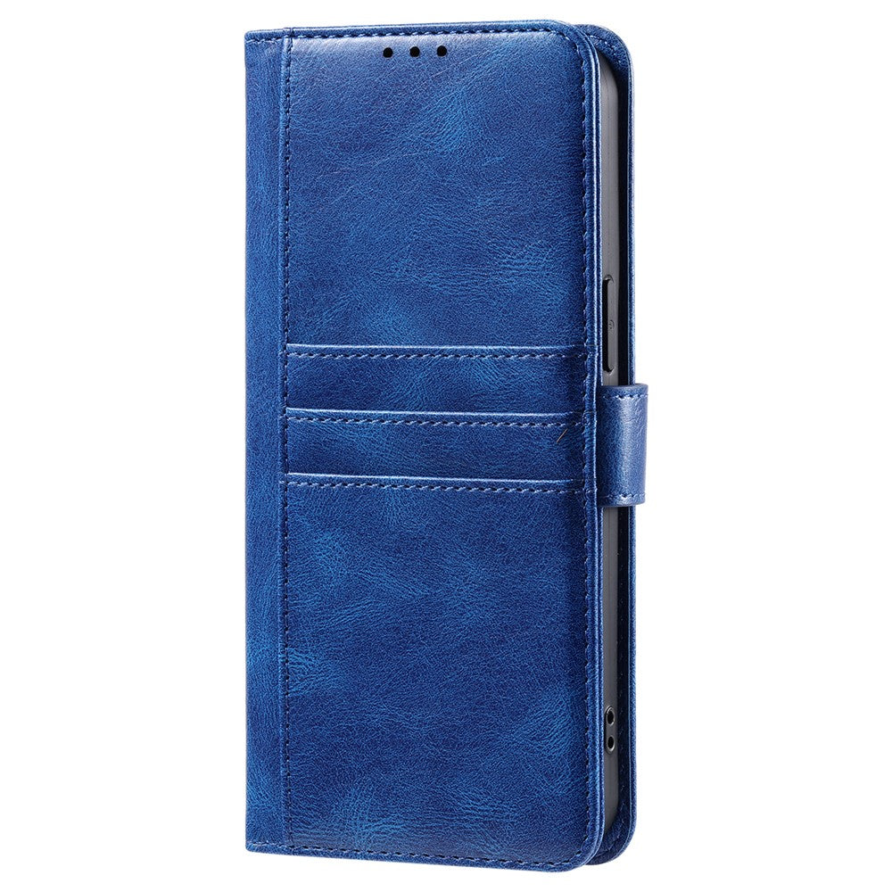 For Motorola Edge 70 5G Case 6 Card Slots PU Leather Anti-Fall Phone Cover with Wrist Strap - Blue