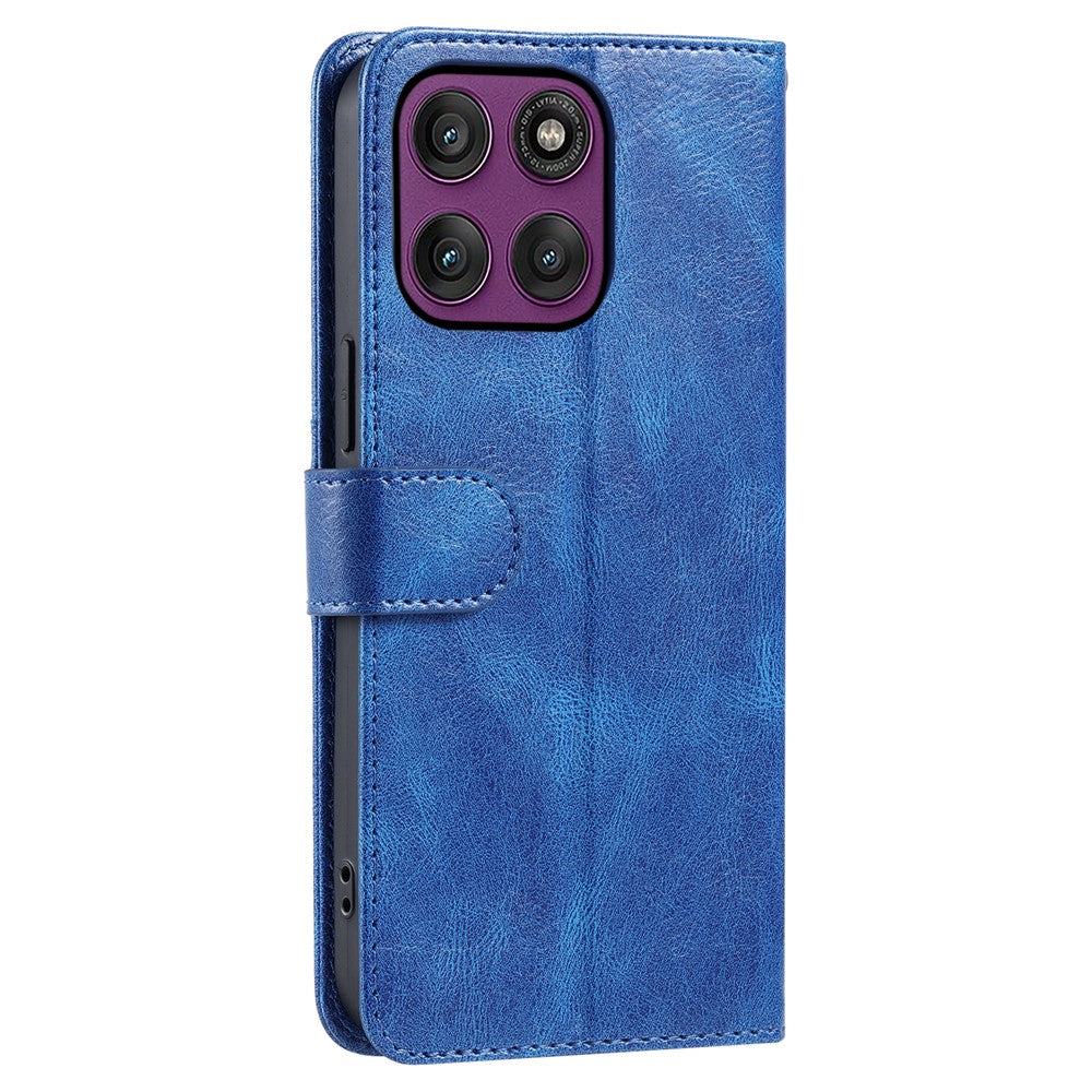 For Motorola Edge 70 5G Case 6 Card Slots PU Leather Anti-Fall Phone Cover with Wrist Strap - Blue