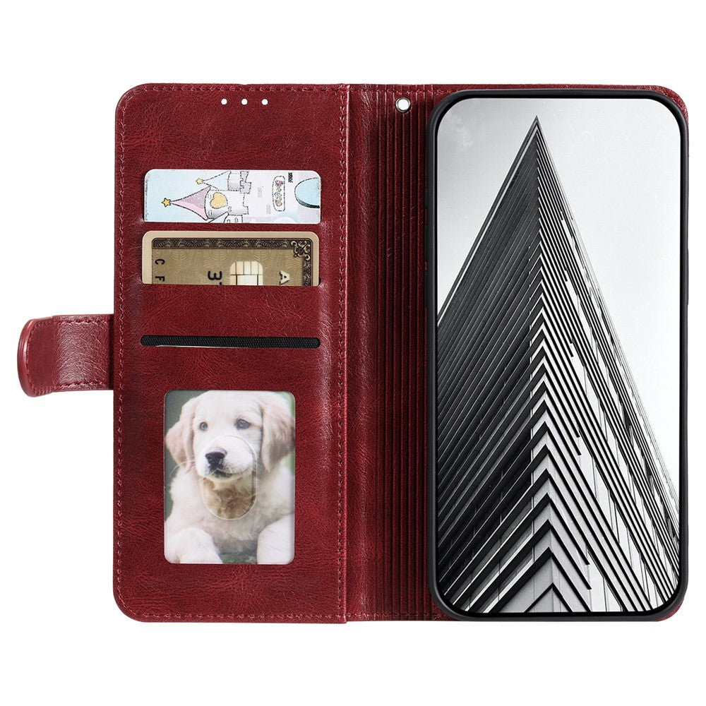 For Motorola Edge 70 5G Case 6 Card Slots PU Leather Anti-Fall Phone Cover with Wrist Strap - Wine Red