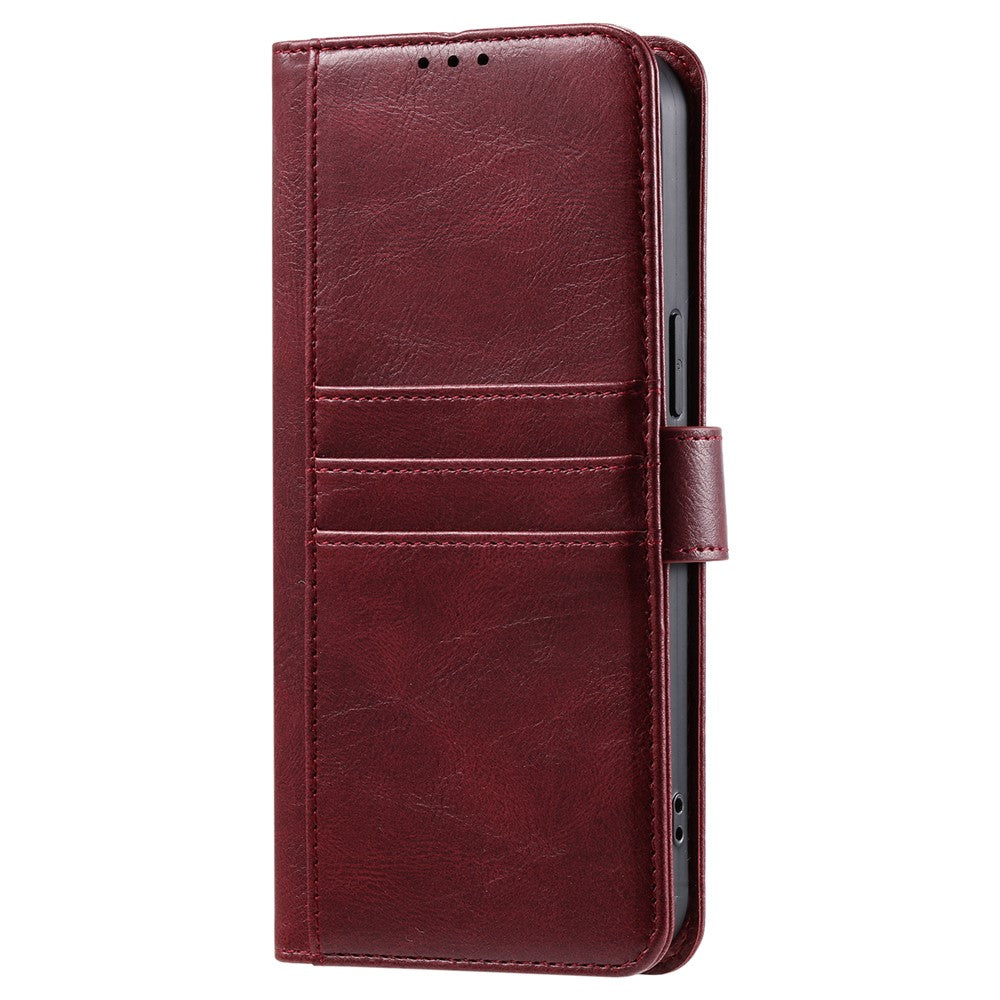 For Motorola Edge 70 5G Case 6 Card Slots PU Leather Anti-Fall Phone Cover with Wrist Strap - Wine Red
