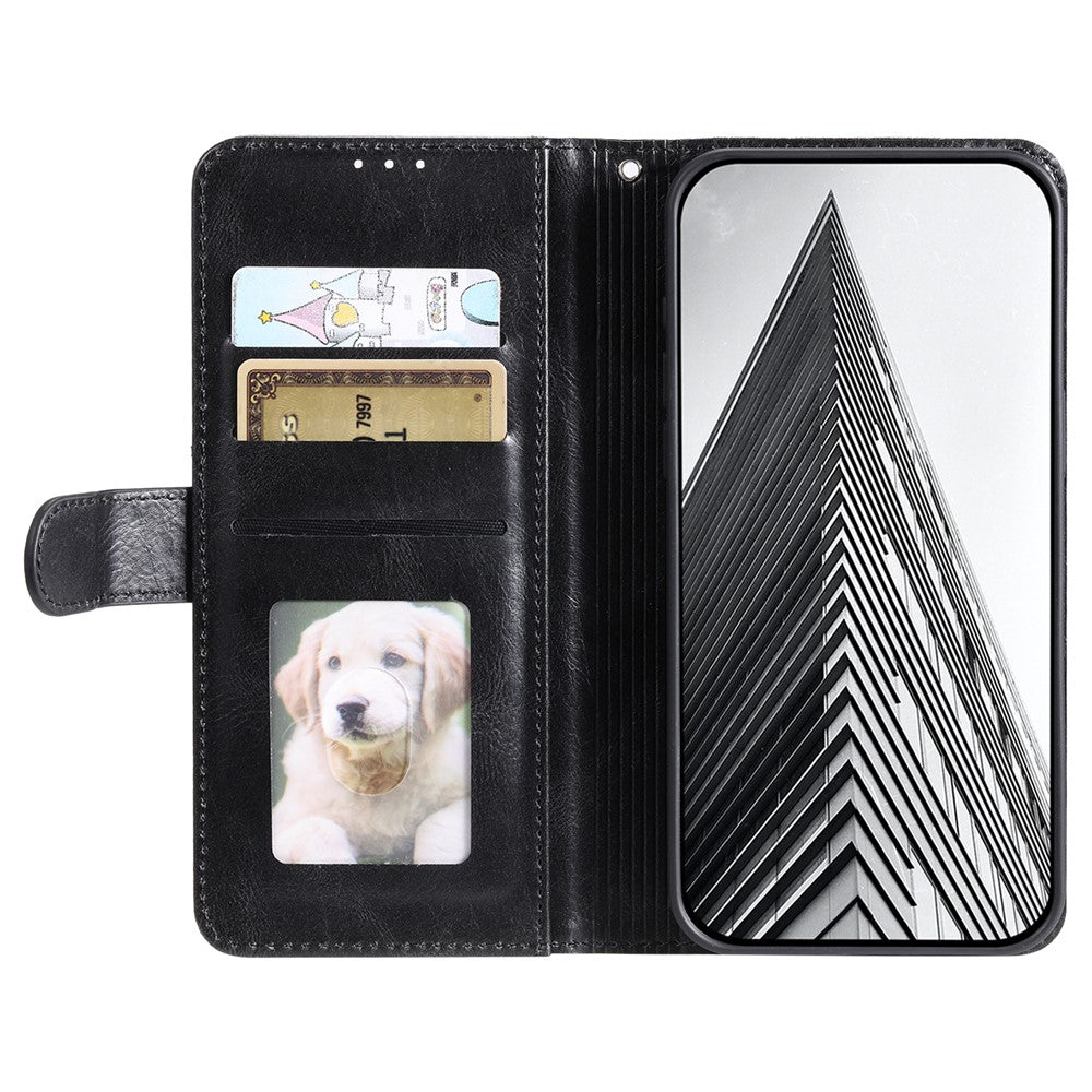 For Motorola Edge 70 5G Case 6 Card Slots PU Leather Anti-Fall Phone Cover with Wrist Strap - Black